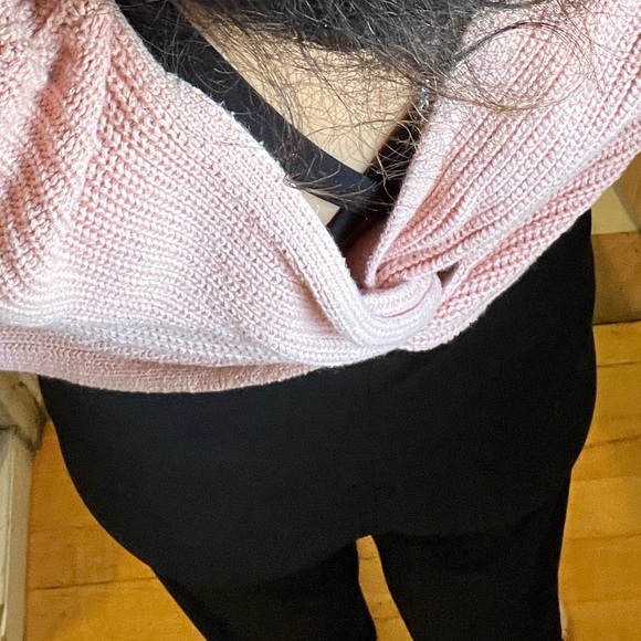 Peach 2-in-1 Knit Crop Sweater Rose Pink Boho Anthro Kawaii Knot Off Shoulder S - Picture 4 of 14